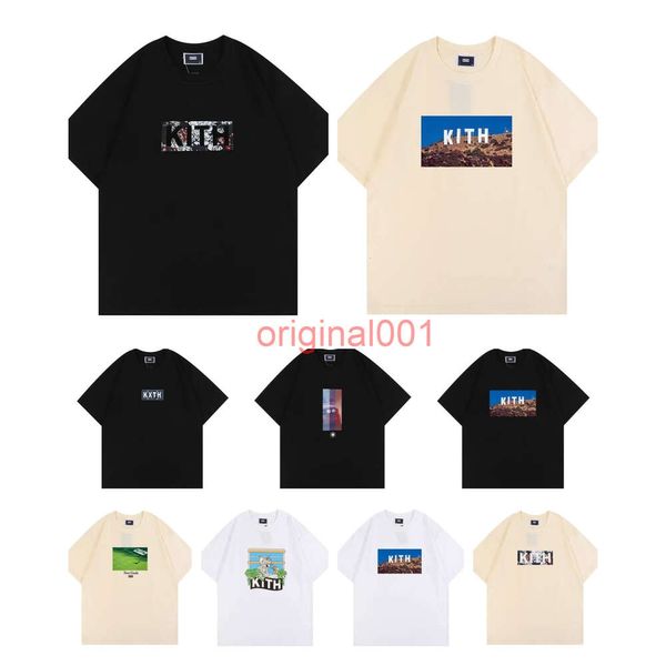 2024 Yeni Kith Gömlekleri Tokyo Shibuya T Shirt Erkek Kadın Yüksek Kaliteli Sokak Görünümü Baskı Gömlekleri Tee Üstler Gül Omoroccan Tile Tees T-Shirt Kth