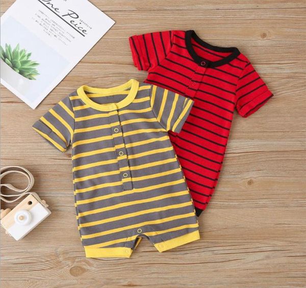 Baby Jungen Kleidung gestreifte Kleinkind Jungen Strampler Kurzarm Kleinkind Jungenuits Sommer dünner Kinder Spielsuit Boutique Baby Kleidung 2 1446366