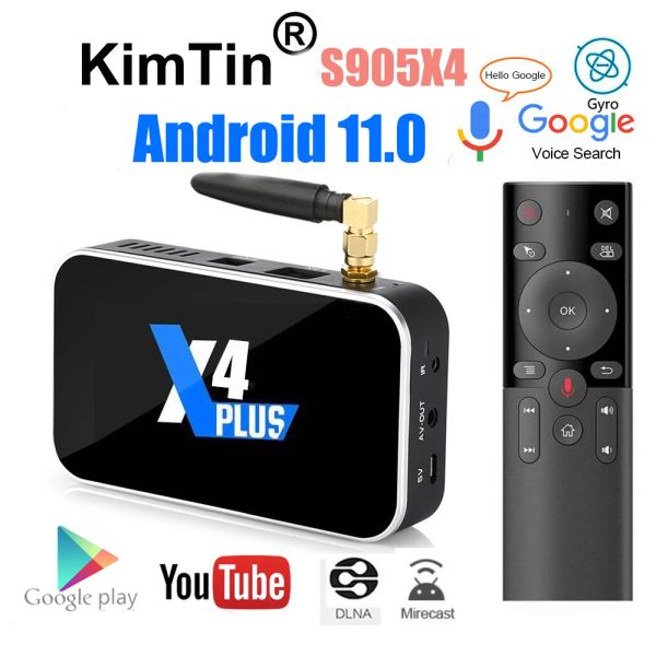 Box ugoos x4 plus smart tv caixa de TV DDR4 4GB 64GB Android 11.0 TV Box S905X4 CUBO 2GB 16GB Media Player