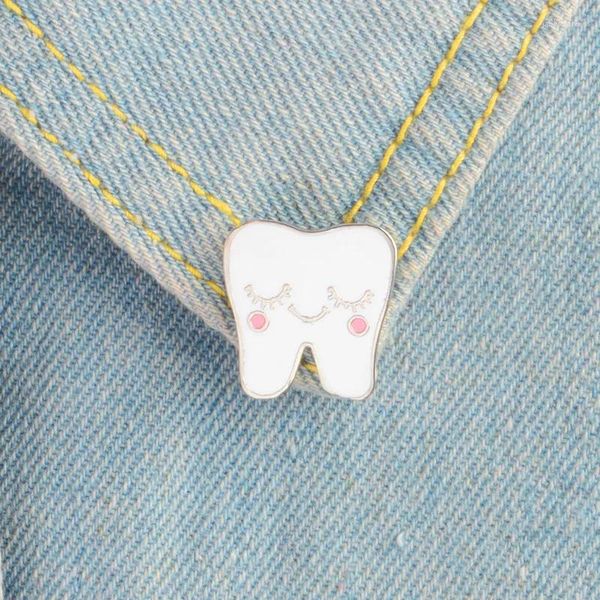 Spille fumetti sorriso denti spille per smalto per dente/sacca camicia in denim da donna badge