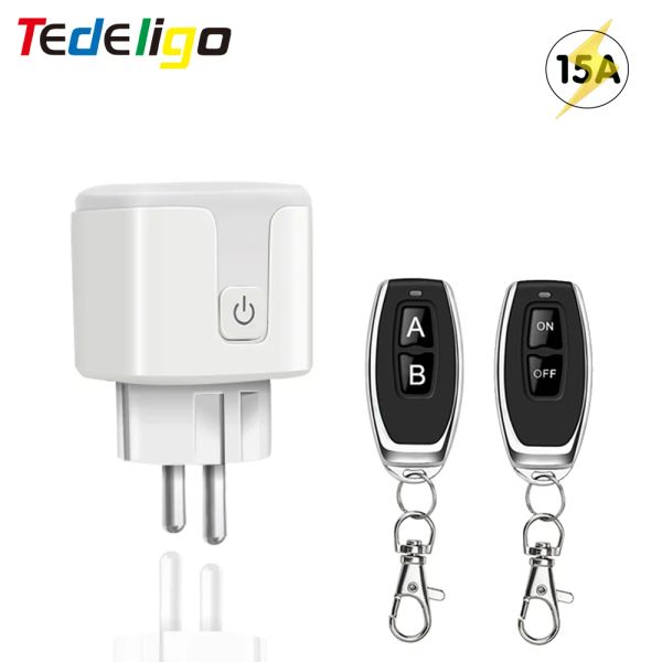 Stecker 433MHz Wireless Fernbedienungsschalter AC220V 15A EU FR Standard -Sockel Elektrische Stecker Elektrische Stecker für Smart Home Light