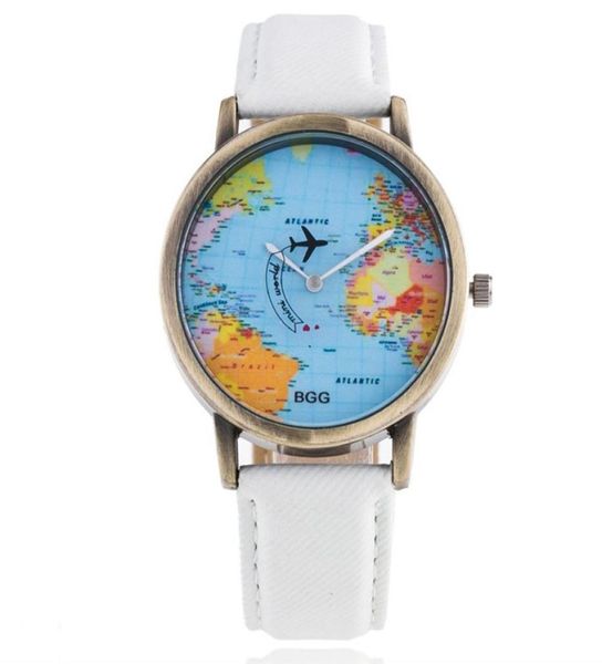 Мировая карта самолета картины Quartz Watch Нарученные часы ZBNSSY000059789774