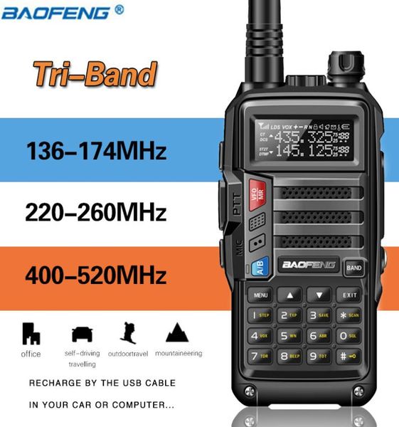 Baofeneng UVS9 Plus Triband 10W 2xantenna VHF UHF 136174MHZ220260MHZ400520MHz 10km uzunluğunda jambon radyo telsizi1050577