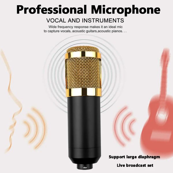 Microfones kebidu Profissional BM800 Microfone de Condensador de Mic Studio Microfone para Rádio KTV Suporte ao Large Diafragma Live Broadcast Mic Set