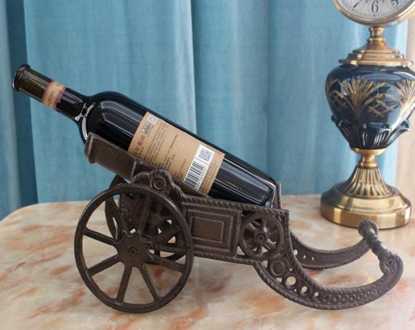 Чугунная пушка форма вина держателя бутылочки подставки для кухонной стойки металлические столы стола настольный бар