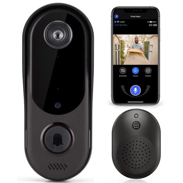Türklingeln Smart Home Türklingelkamera WiFi -Gegenstand Wireless mit Chime, Smart Security Camera Video -Türklingel, zwei Wege Audio, Cloud -Speicher
