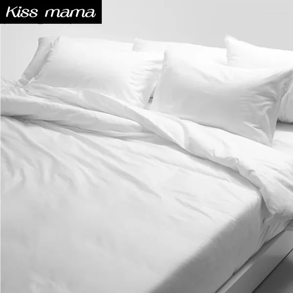 Bettwäsche Sets Baumwoll -Feststoff Kingsize Luxus Bettdecke Cover 16 Hochdichte Bettwinde weiß