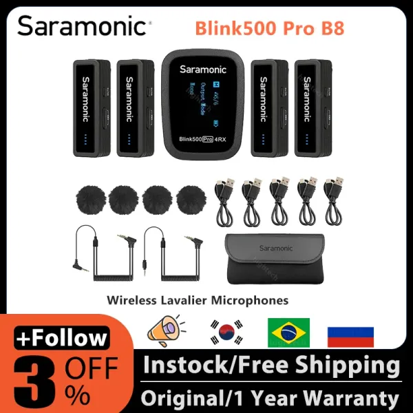 Микрофоны Saramonic Blink500 Pro B8 4channel Беспроводные лавальер микрофоны для камер видеокамеры DSLR Беспроводная лацканая микрофон для видео Vlog