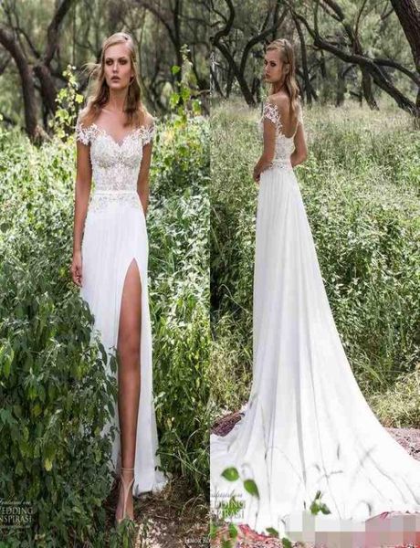 Boho 2019 Novo vestido de noiva de capa de capa de jóia sexy de jóia sheer jewel com alta divisão de estilo country de estilo country praia bohemian casamento dr3027041