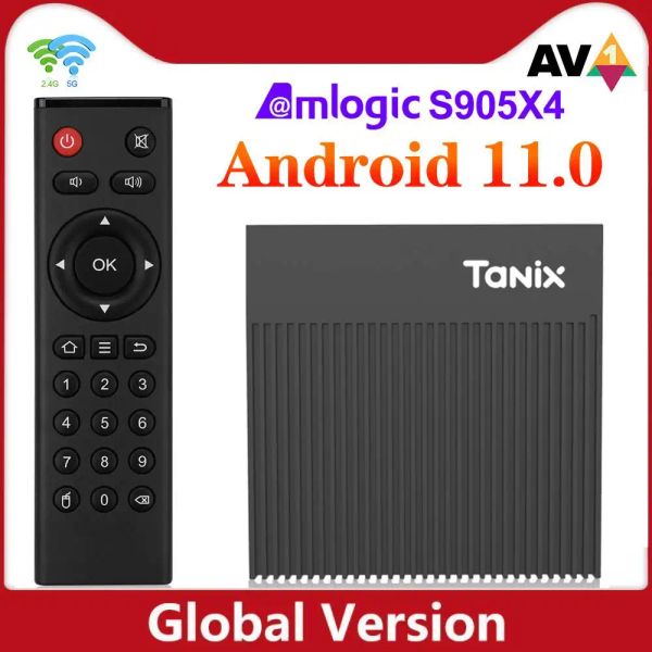 Box Tanix X4 Amlogic S905X4 TV Box Android 11.0 4GB 32/64GB Smart Media Player AV1 2.4G 5G Dual WiFi Android 11.0 Установите верхнюю коробку