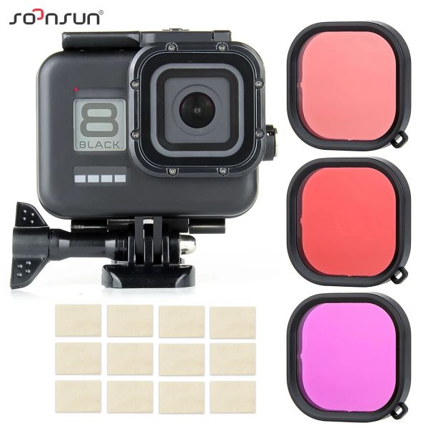 Камеры Sooonsun 60M водонепроницаемый корпус для GoPro Hero 8 Black Underwater Shower Shell с фильтрами Dive для GoPro 8 Case