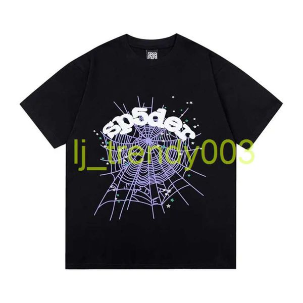 Tasarımcı Erkekler Tişört Pembe Genç Thug Sp5der 555555 Mans Kadın Kalite Köpük Moda Baskı Sokak Giysileri Baskı Örümcek Web Desen Tshirt Y2K Üst Tees Pg