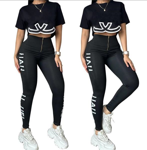 New Women's Tracksuit calças de camisetas de 2 peças Designer de marca Casual Sports Sports Q6192