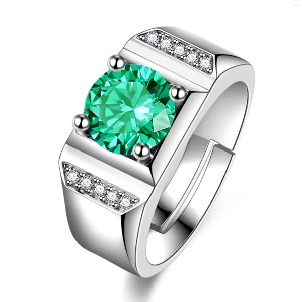 Clusterringe Luxus Silber für Frauen Imitation Moissanit Diamond Hearts und Pfeile Blaues Grün Zirkon Ring Hochzeit Engagement