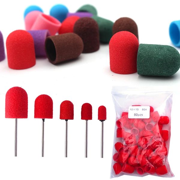 Bit 50pcs rossi tappi di levigatura in plastica di plastica accessori per trapano per levigatura bande di blocco tappi di blocco gel rimodella