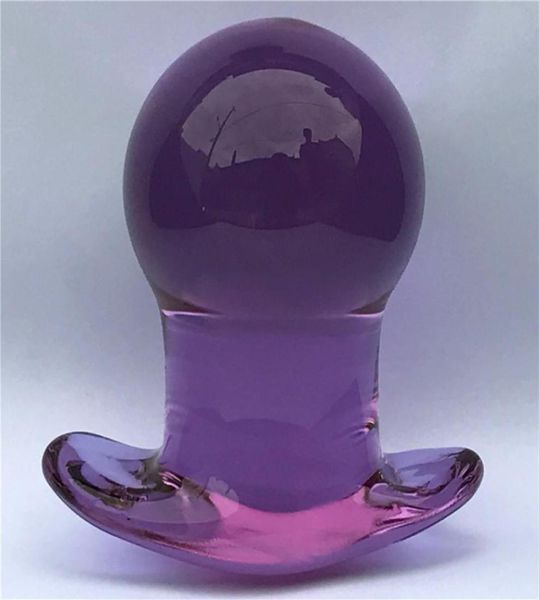 Nuovo Crystal Purple 50mm Grande spina con testa grande Vagina Glass di dilaratador Dildo per tallone Massaggio Prostata ASSAGGIO GAY GAY Sex Toys Y205005567