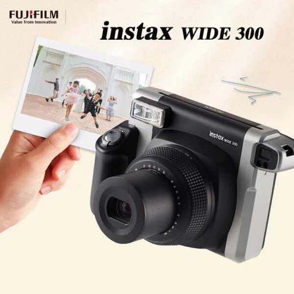 Câmera Fujifilm Wide 300 Onetime Imaging Câmera instantânea de 5 polegadas papel foto branca Câmera de filme de borda branca Instax Black/White Hine Color