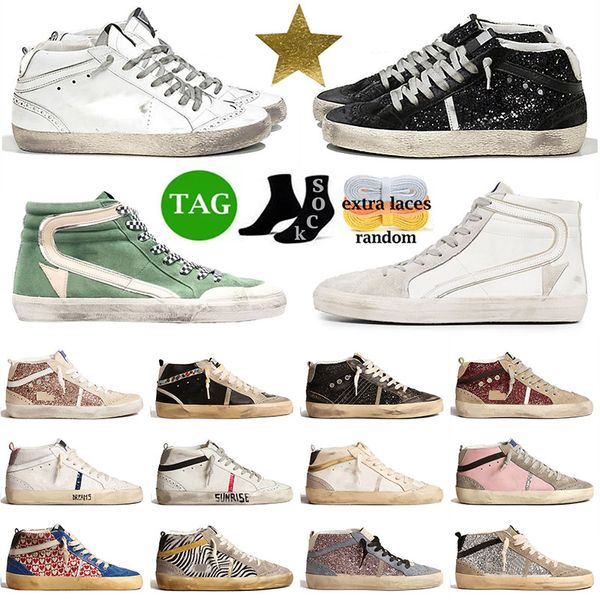 Neueste goldene Turnschuhe Herren Mid Designer Schuhe Goose's Women Dirty Super Star Flat Black White Pink Ball Star Trainer Heels Superstar Schuh des Chaussures Größe 35-46