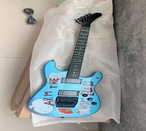 Custom Tom Morello Arm Die obdachlose Metall Blue E -Gitarre Black Bridge Tremolo -Heckhalter Verriegelung Nuss China Guitars7423627