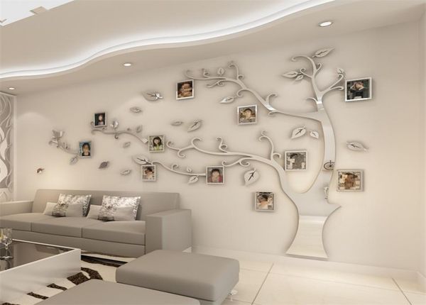 Adesivos de parede Tree Po Frame Esqueço Diy Mirror Decalque Decking Home Decoração da sala de estar Quarto Poster TV Decoração de parede 25543229