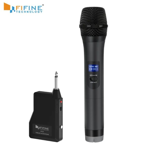 Mikrofone Fifine UHF Wireless Handheld Dynamic Microfon Receiver für Outdoor -Party Hochzeitsbar Live Show School Conference Karaoke K025