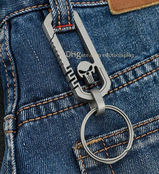 CNC TC4 Titanium Skull Style Design Key Chian Carabiner Camping Outdoor Caminhando Rápida Ferramenta de suspensão de penduramento Men Buckle com patente PO9694509