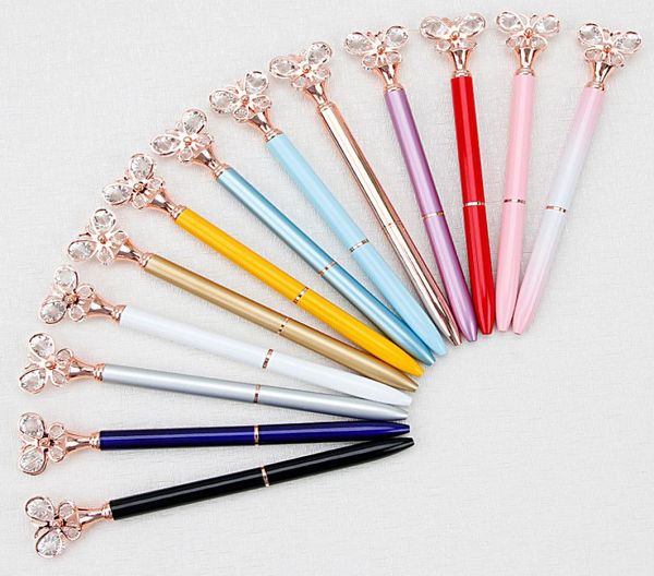 Nuovo Creative Multicolor Diamond Metal Butterfly Diamond Ballpoint Pens School Office Forniture Business Pen Stationery Gift8225849