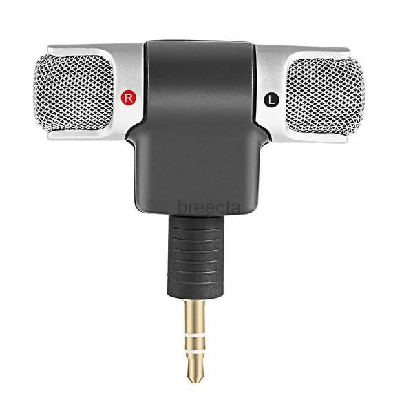 Microfones microfone portátil mini microfone estéreo microfone de 3,5 mm para laptop para PC Recordagem estéreo esquerda e direita 240408