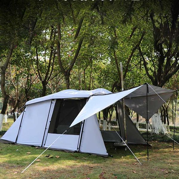 Zelte und Schutzhütten Großer Raum Tunnel Zelt Outdoor Camping Tourist 4-8Persons 1hall 1sleeping Room Anti-Storm Sunscreen Family Travel Car Heck Tarp L48