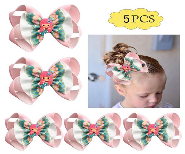 5pcs 455039039 Pastel Denizkızı Denizkızı Prenses Yay Sparkle Saç Bow Inspired Girl Saç Aksesuarları9548356