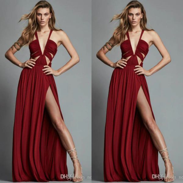 Zuhair Murad 2024 Вечерние платья Женщины Уникальный дизайн красный высокий шифан с высокой щелью плюс размер