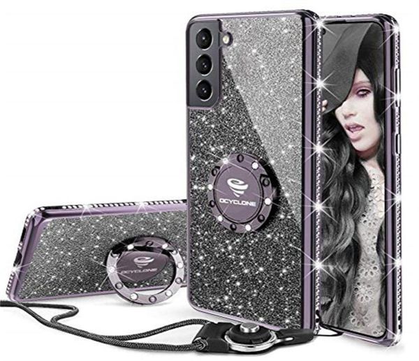 Donne Girls Girls Cute Telefon Case con anello Kickstand Bling Diamond Rhinestone Bumper Case di protezione protettiva per Galaxy Samsung S9464409