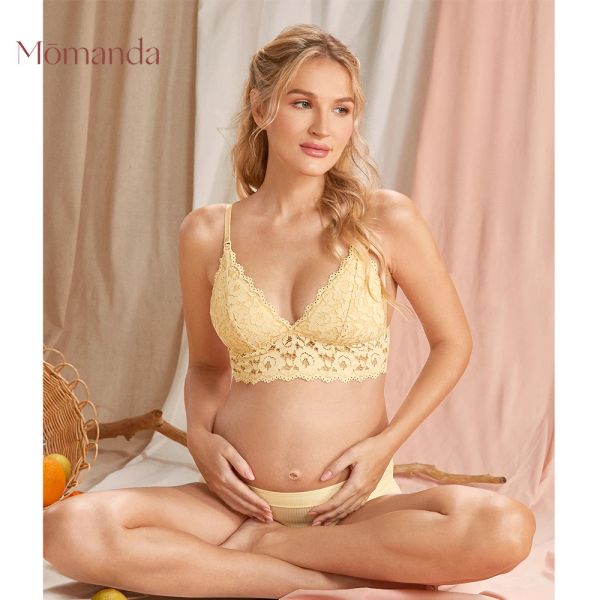 Платья Momanda Free Free Faternity Bursning Bralette слегка выровненные кружевные бюстгальтеры для беременных для беременных sexy plus dd e 40