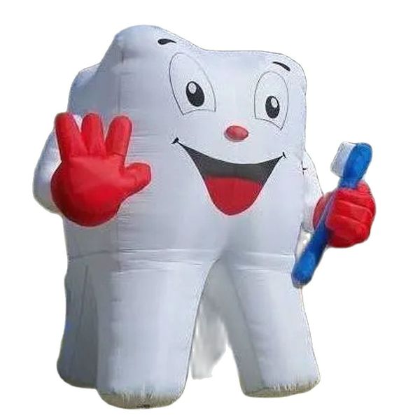 Gigante artificial personalizado por atacado dente inflável com escova de dentes Balão do Dental Branco para Dentista Promoção de Publicidade 001