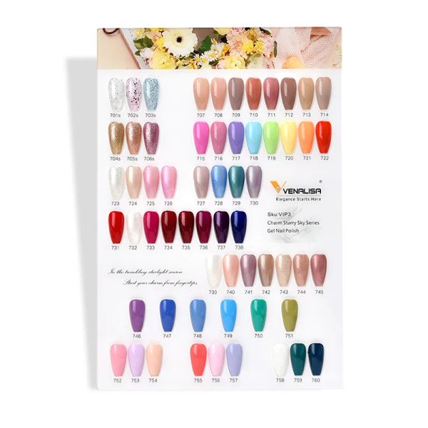 Gelfarbendiagramm für Venalisa VIP3 7,5 ml Gelnagellack Glitzerfarben Nagel Maniküre Glitzer Gel Nagellack einweichen GEL LACKE