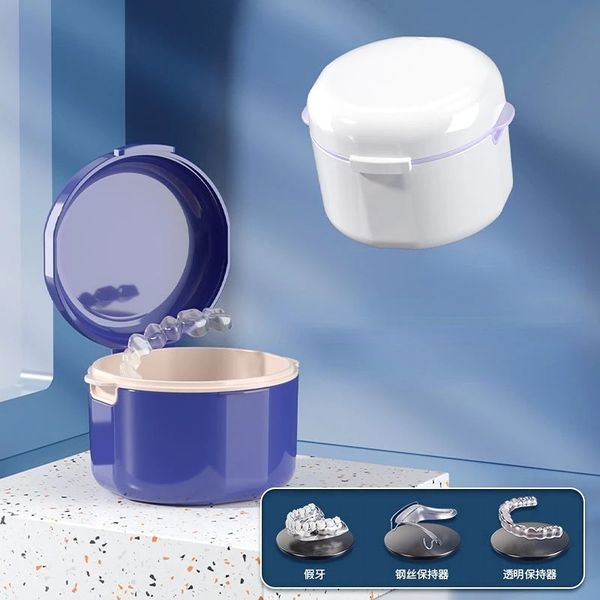 Borsa da bagno per la pulizia e conservazione dei denti falsi con contenitore a rete appesa - custodia per la protesi dentale per la protesi