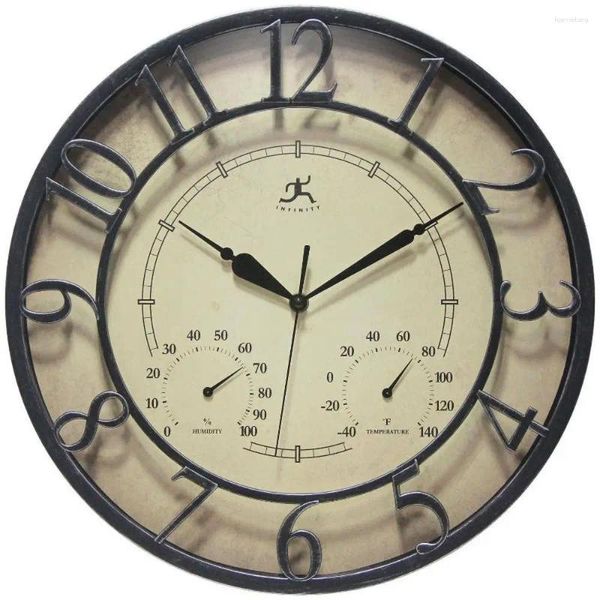 Relógios de parede Relógio externo Relatão ao ar livre plástico metal preto mãos 3d números de árabe