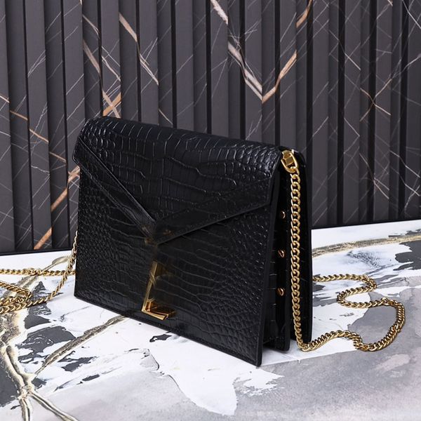 10a Alligator Luxus Designer -Tasche Handtaschen Hochwertige Kettenbeutel Umhängetaschen Mode Crossbody -Geldbörse Frau Umschlag rotierender Knöpfe Brieftasche Nieten Dekorieren