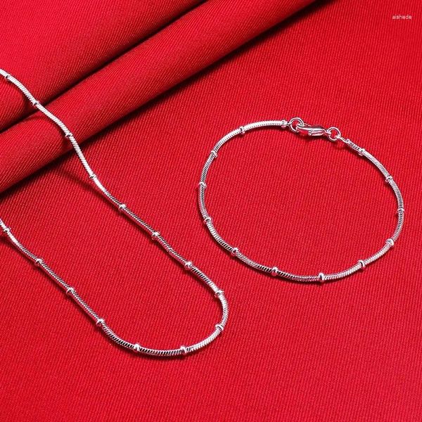 Brincos de colar Set Silver Color Bracelet Luxury Fines Fines Snake Bone Cadeir