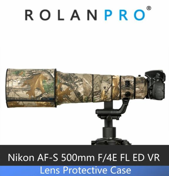 Câmeras rolanpro camera lente camuflagem capa de chuva para nikon afs 500 mm f/4e fl ed vr protetora pistolas