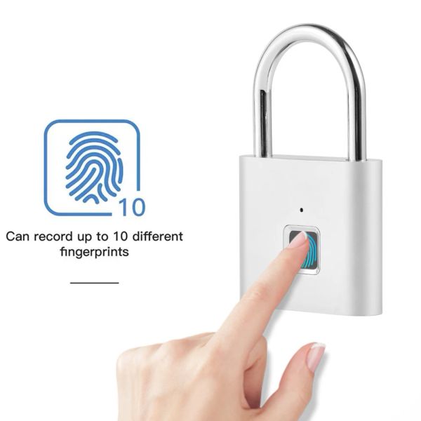 Sperre wasserdichte intelligente biometrische Fingerabdruckschlüsselloses Türschloss 0,5 Sekunden Entsperren tragbarer Antitheft -USB -USB -Sicherheitsvorhängeschock entsperren