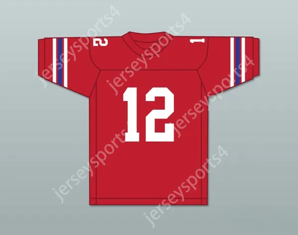 Nome personalizado Número Terry Bradshaw 12 Woodlawn High School Knights Jersey de futebol vermelho 3 Top Stitched S-6xl