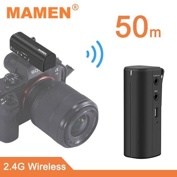 Microfones mamen 2.4g mini sistema de microfone sem fio Monitoramento em tempo real