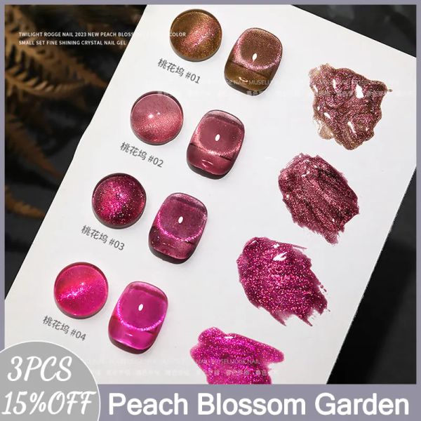 Гель Муселуог 4Colors Персиковой цветение садовое кошачье гер -лак для ногтя 15 мл розовый магнитный гель разные углы имеют разные эффекты
