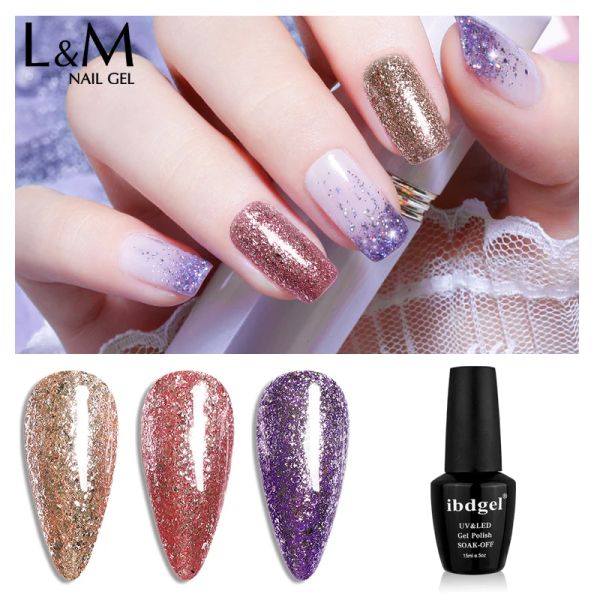 Gel ibdgel platinum unha gliter gel esmalte UV LED Starry Shinning Nail Manicure Polish Gellak Glitter lantejous 15ml