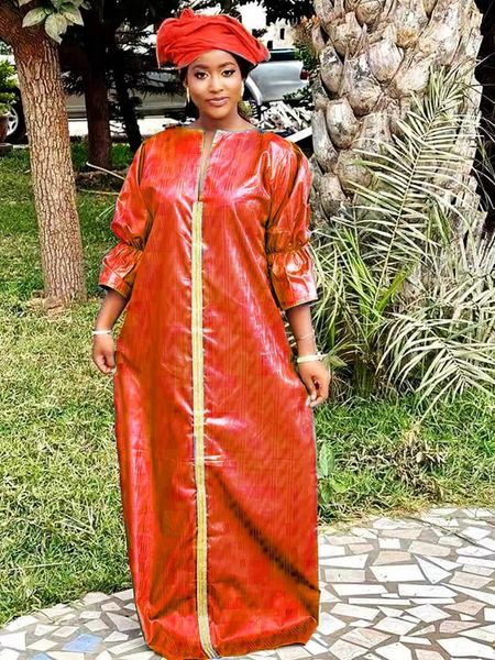 Ethnische Kleidung hochwertiger Bazin -Rich -Frauen -Abendkleid - neueste afrikanische Party Long Maxi