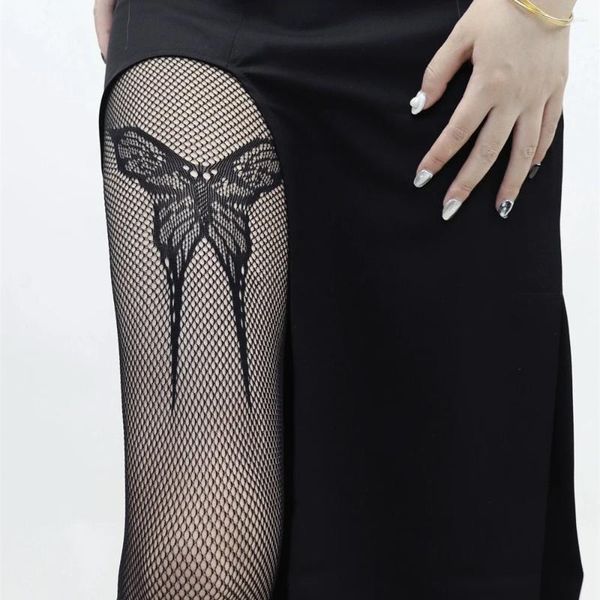 Kadınlar SOCKS Kelebek deseni Fishnet Taytlar Hoş Out Yüksek Bel Mesh Pantyhose Kadın Çorapları Çorap