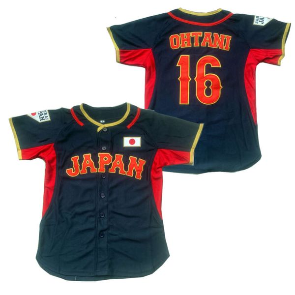 Männer Polos Männer Kinder Baseball Trikot Japan 16 Ohtani 11 Nähstickerei Sport im Freien hochwertige Blue World WBC Champion Neu