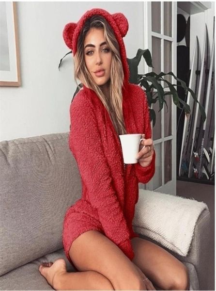 Winter warme Onesies für Erwachsene Frauen warmer Pyjama Fleece Fleece Kapuzenkapitor