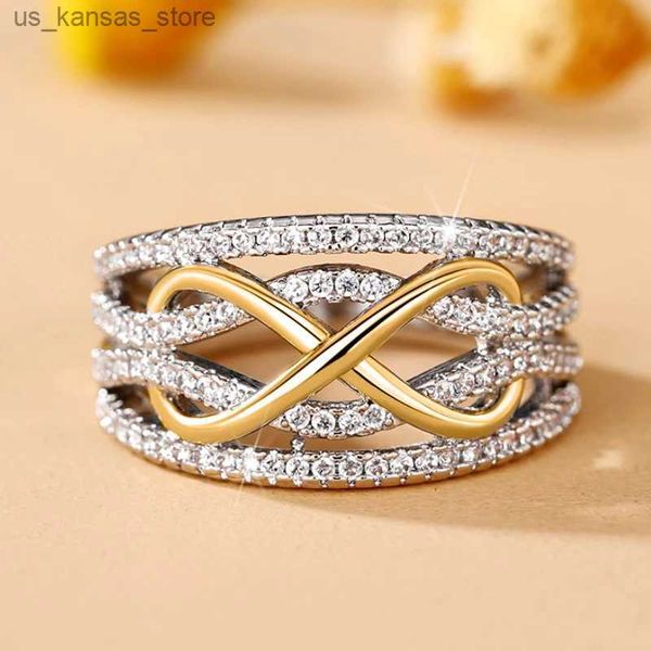 Ringos de cluster huitan exclusivo infinito amor design mulheres anéis para engajamento de casamento acessórios de luxo de luxo tendência quente eternity jóias bulk240408